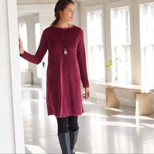 Pure Jill by J.Jill Velour Dress in Cassis Red